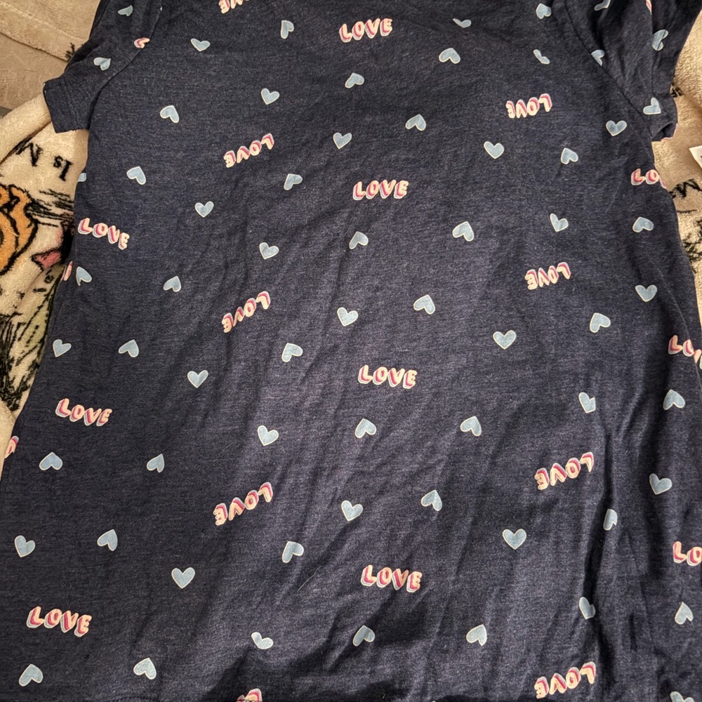 Old Navy Kids Short Sleeve Tee - Navy with Pink and Gray Accents